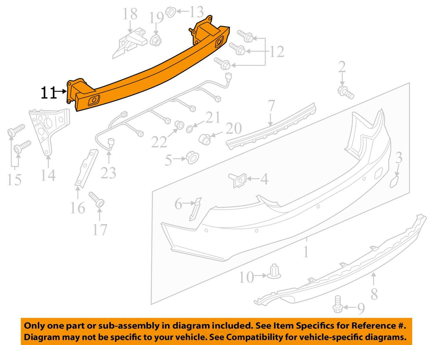 2011 2012 2013 2014 2015 2016 2017 AUDI A7 REINFORCEMENT REAR 4G8807309B OEM