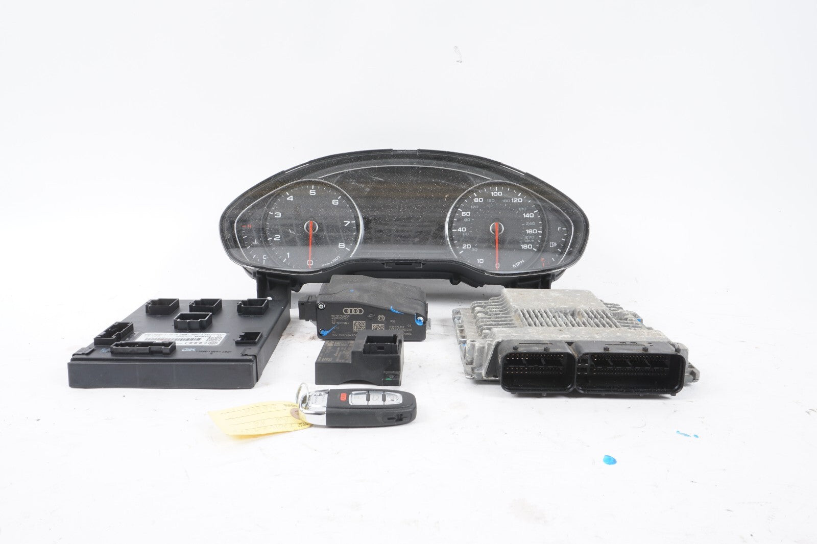 12-14 AUDI A8L A8 3.0L ECM BCM IGNITION SET KEY MODULE CLUSTER OEM