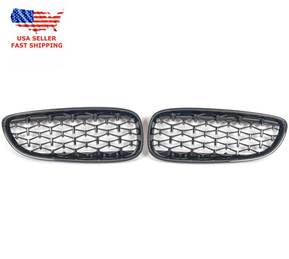 For 2009-2016 BMW E89 Z4 Front Bumper Grille Pair Gloss Black Meteor Style