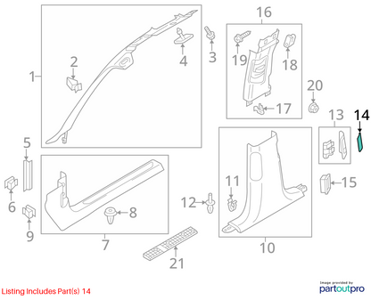 2011-2017 Audi D4 A8 A8L Lower B Pillar Trim w/ Speaker Grille Left & Right OEM