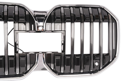 For 23-25 BMW 7 Series G70 Glossy Chrome LED Front Bumper Grill Grille Trim