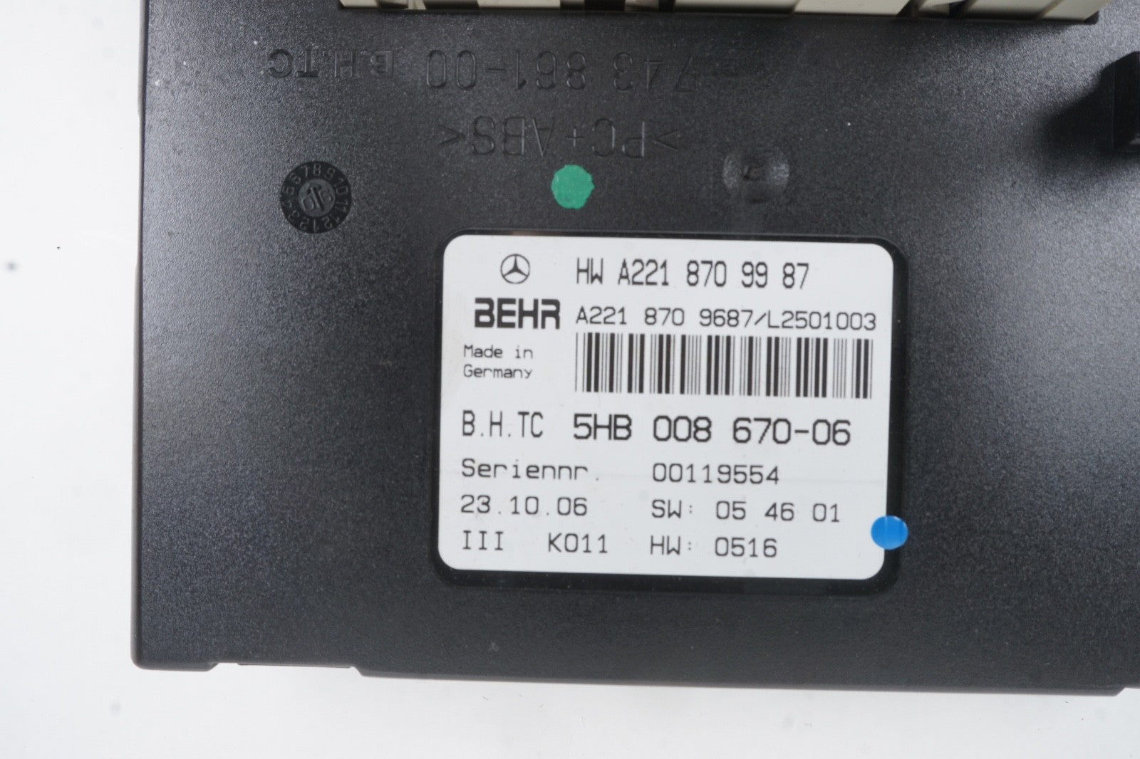 07-13 Mercedes W221 S550 CL550 AC A/C Blower Control Module 2218709987 OEM