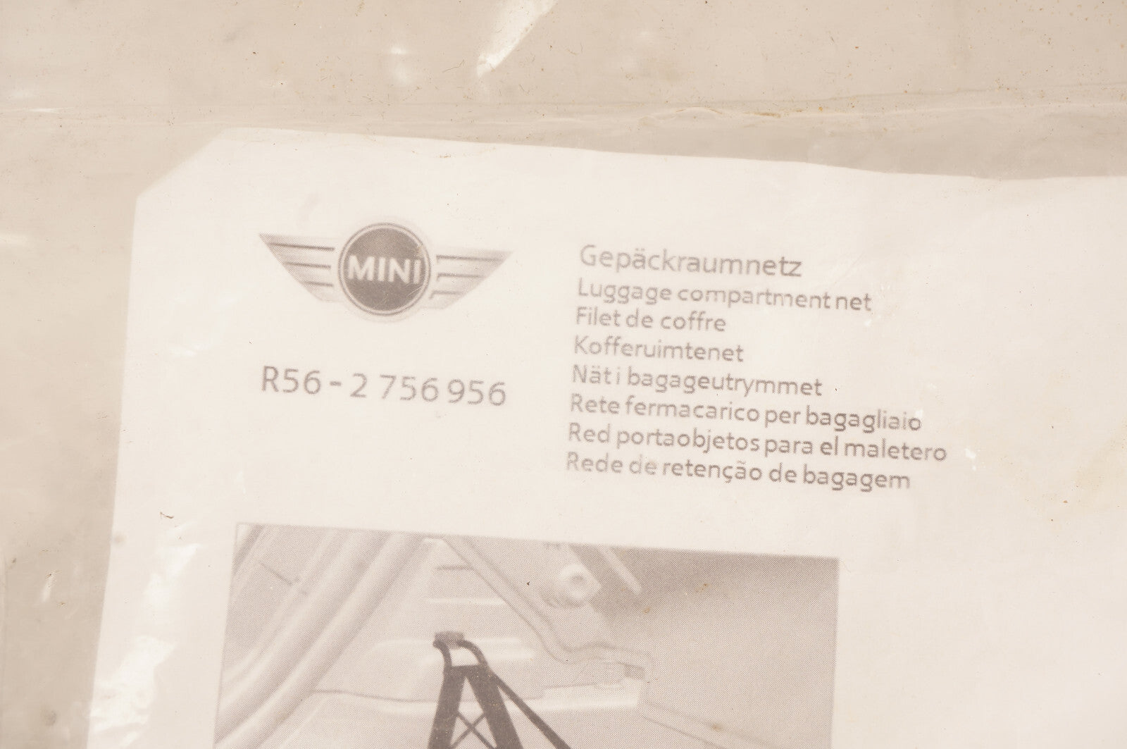 Bmw Mini R56 R57 TRUNK LUGGAGE COMPARTMENT NET 2756956 OEM