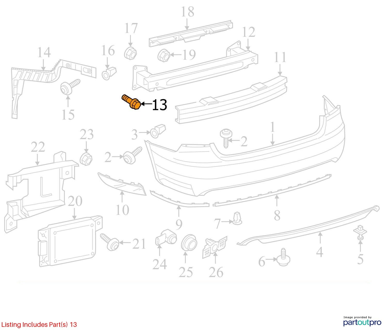 2012 - 2019 Volkswagen Passt Rear Bumper Center Mount Support Bracket OEM