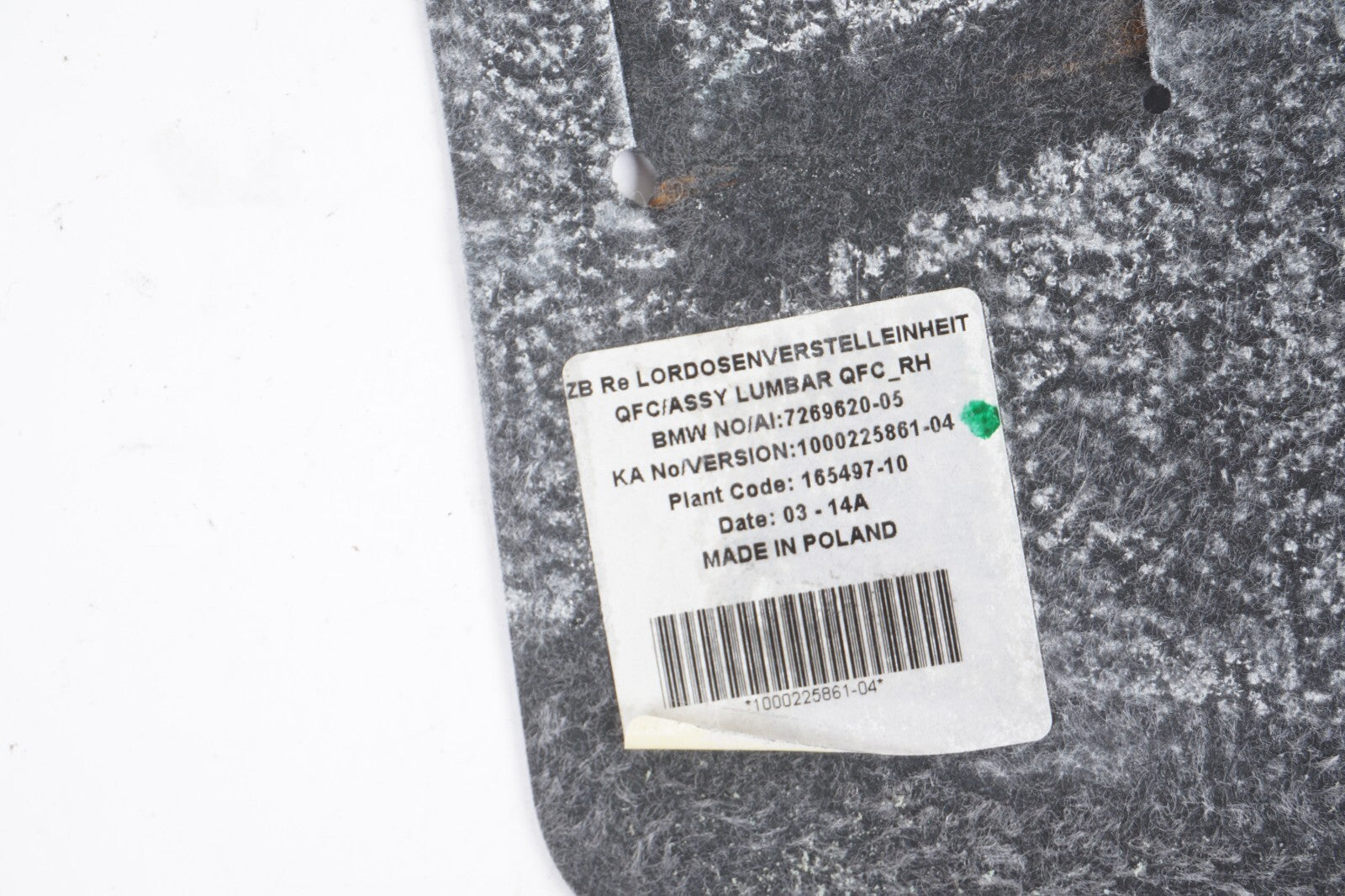 13-18 BMW 650i 640i Front Right Passenger Seat Lumbar Support 7269620 OEM