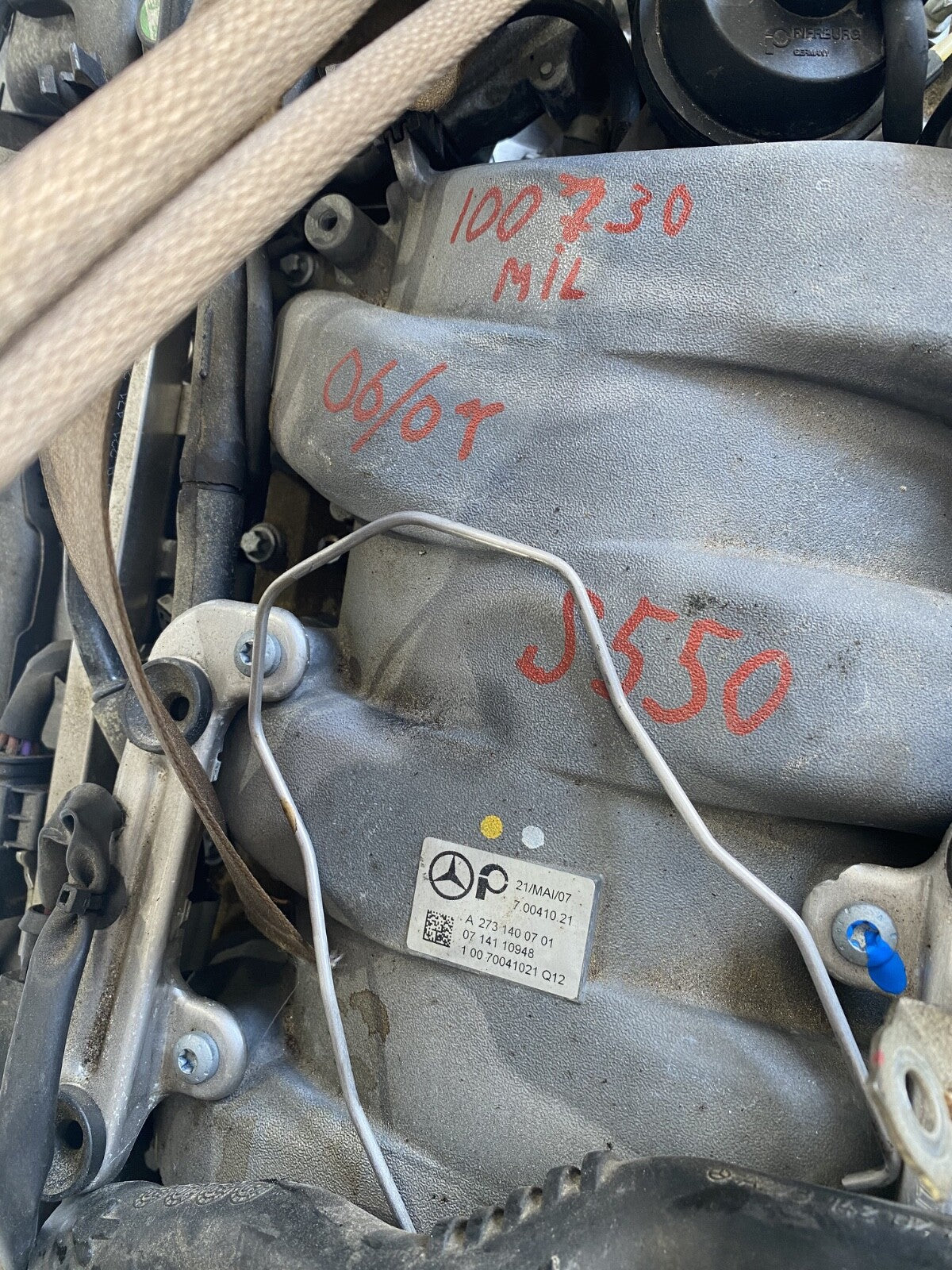 2007 - 2008 MERCEDES W216 CL550 S550 5.5L V8 M273 RWD ENGINE MOTOR ASSEMBLY OEM