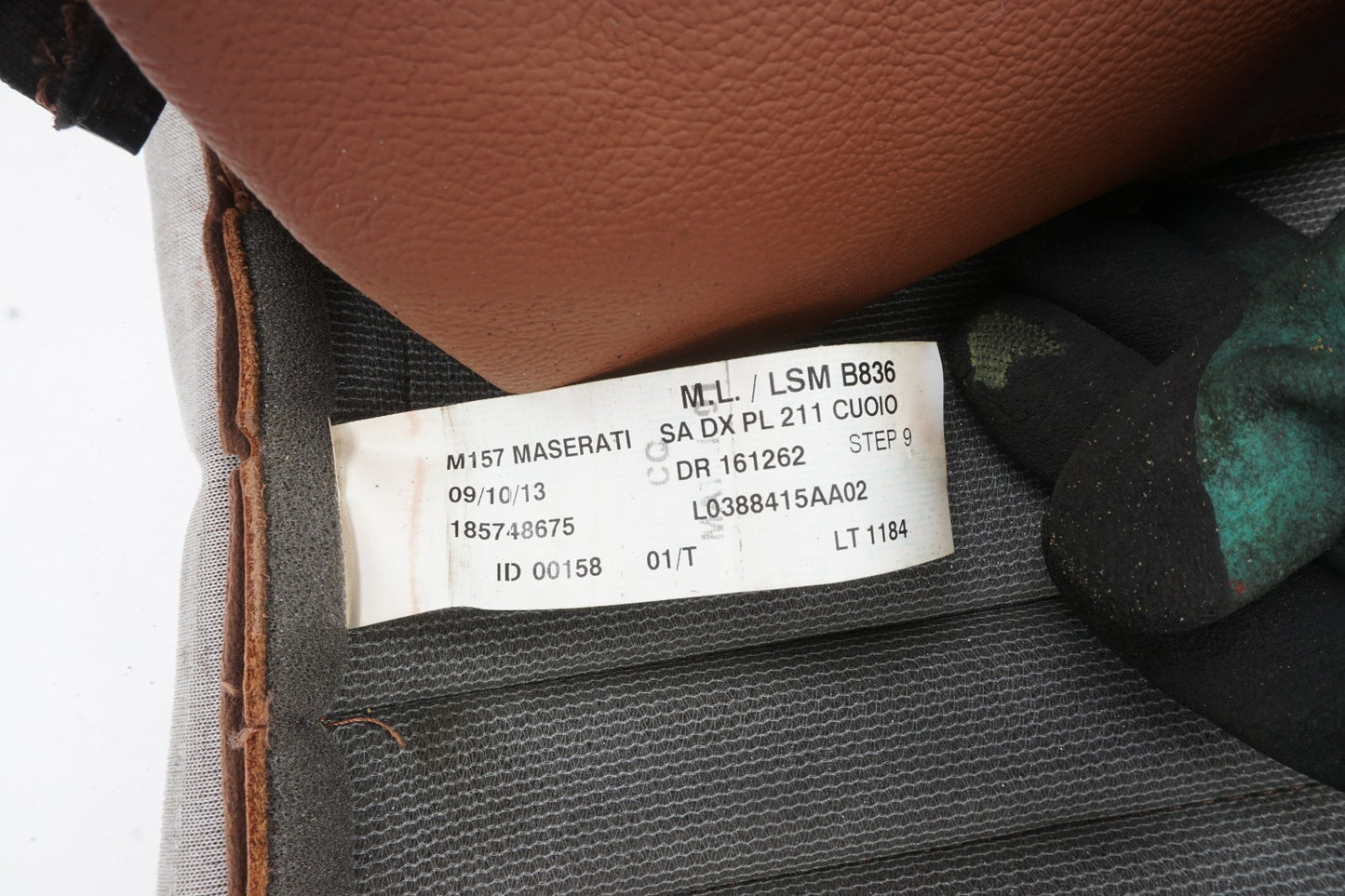 14 - 19 Maserati Ghibli Front Passenger Upper Seat Backrest Cushion Cover OEM