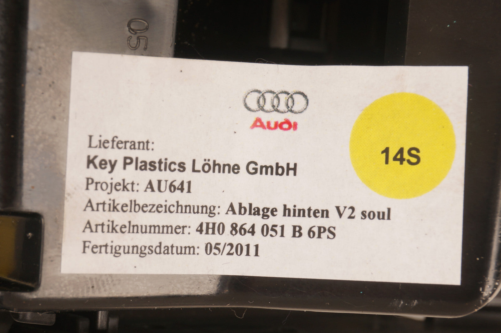 2011-2018 AUDI A8L D4 REAR CENTER CONSOLE STORAGE COMPARTMENT ASH TRAY OEM