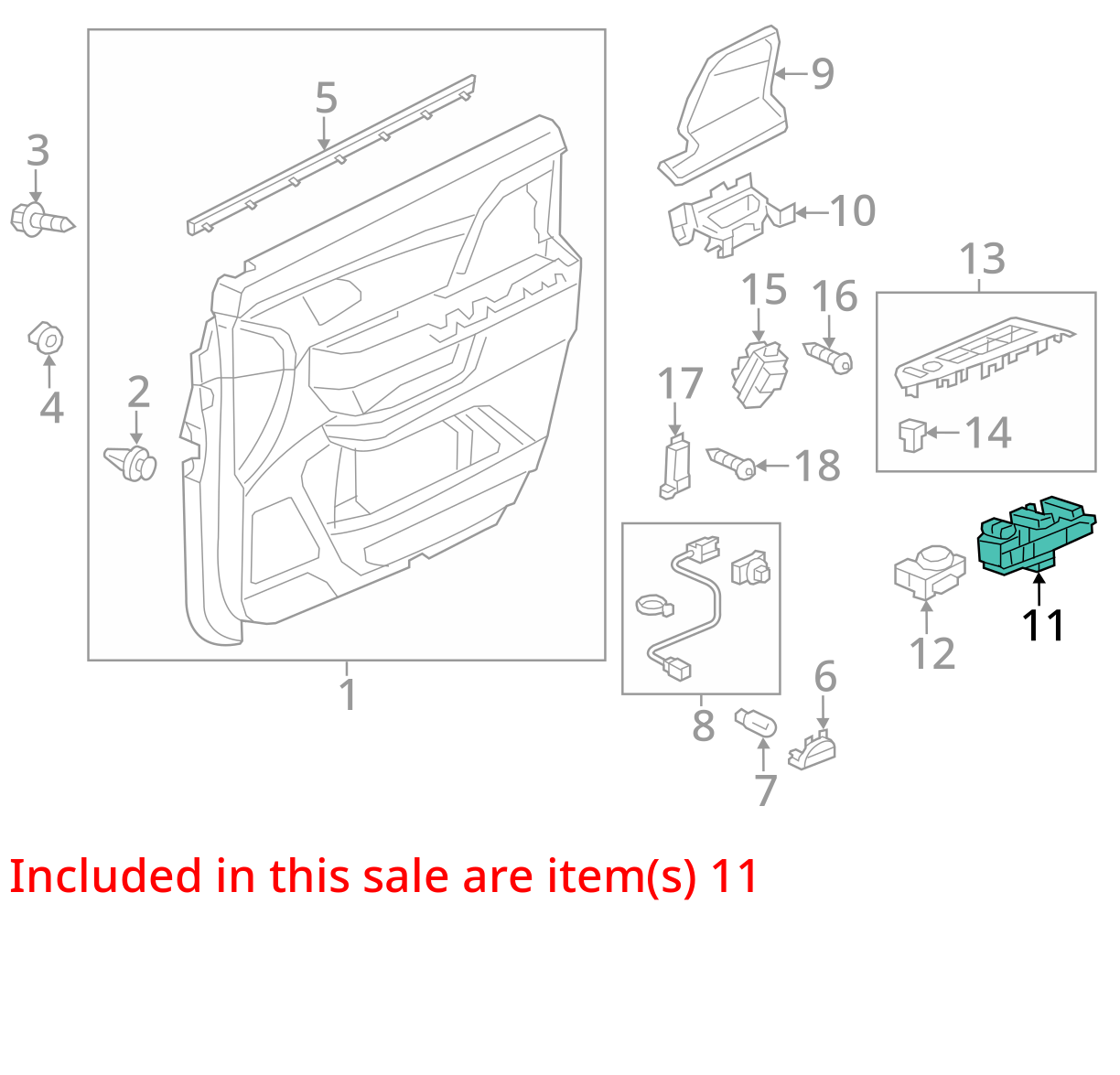 2014 - 2017 HONDA ODYSSEY DRIVER MASTER POWER WINDOW SWITCH 35750-TK8-A41 OEM