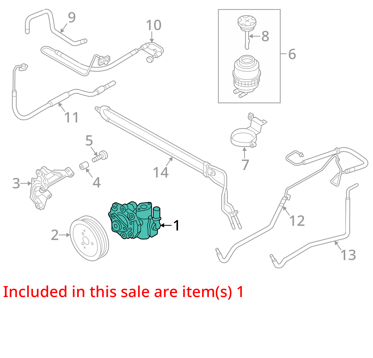 2011-2014 AUDI A8 A8L 3.0L SUPERCHARGED ENGINE POWER STEERING PUMP w/ PULLEY