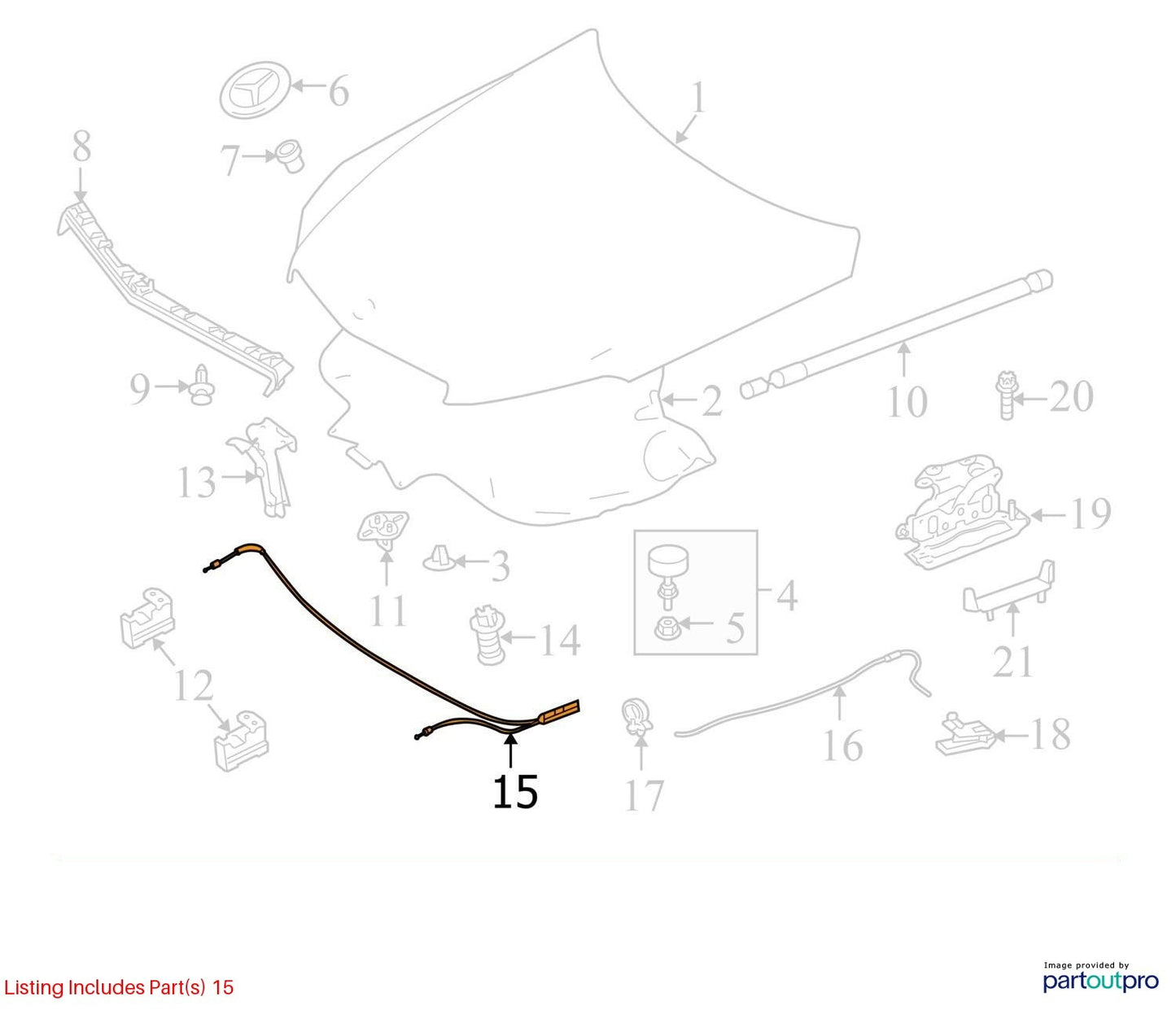 11-13 Mercedes W207 E350 E550 Coupe Hood Lock Latch & Release Cable OEM
