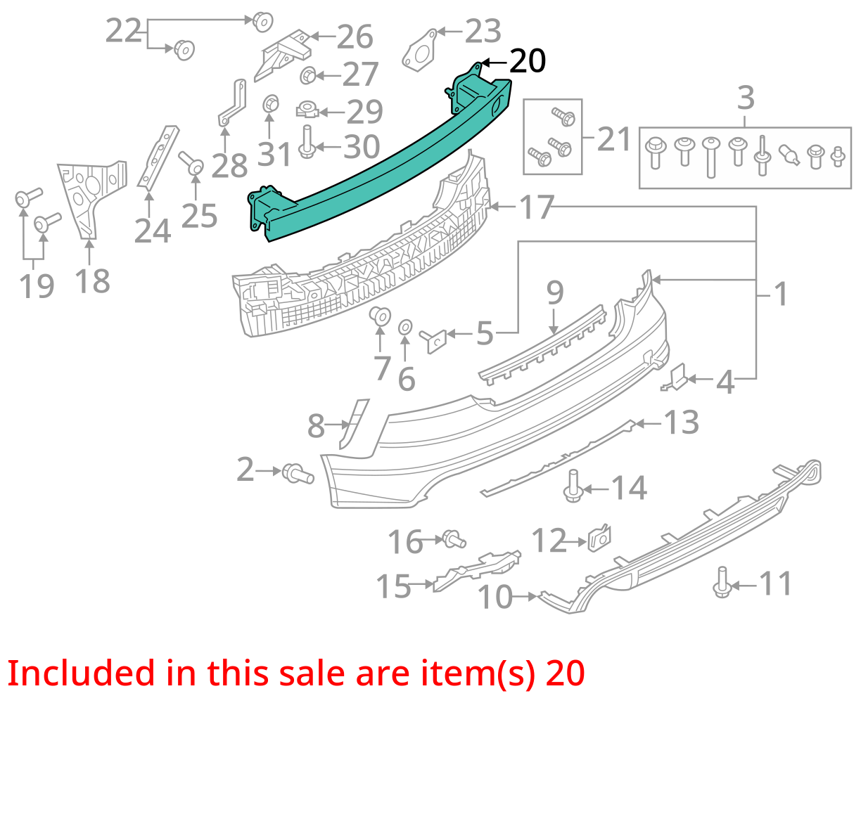 2012 - 2017 Audi A7 Rear Bumper Reinforcement Impact Bar Beam OEM