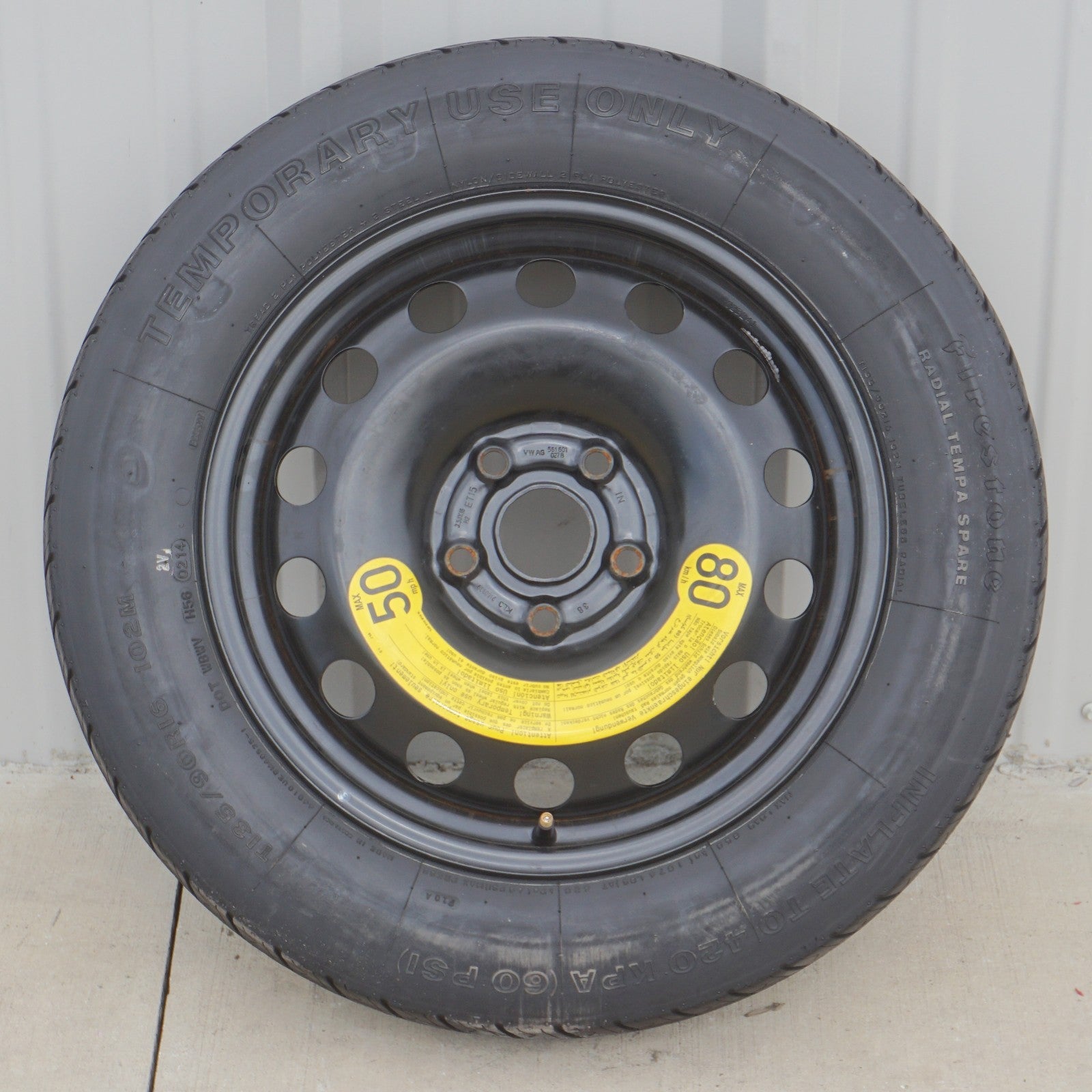 12-22 Volkswagen Passat Spare Tire 3.5Jx16 T135/90R16 OEM