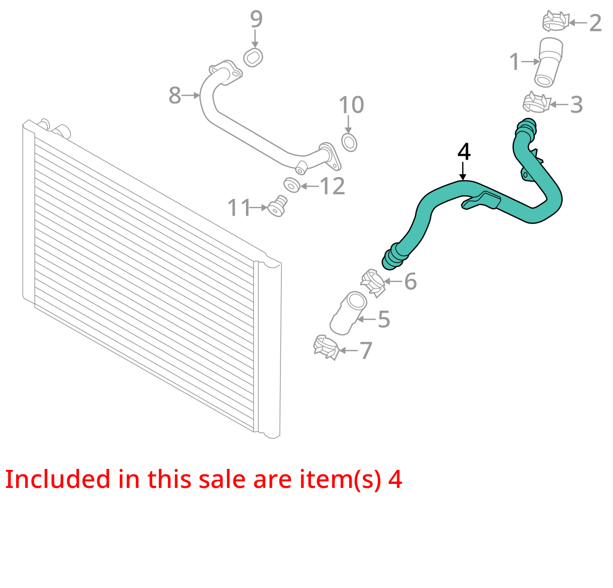 2011 - 2012 Audi A8 Quattro 4.2l Left Coolant Hose Tube Line OEM