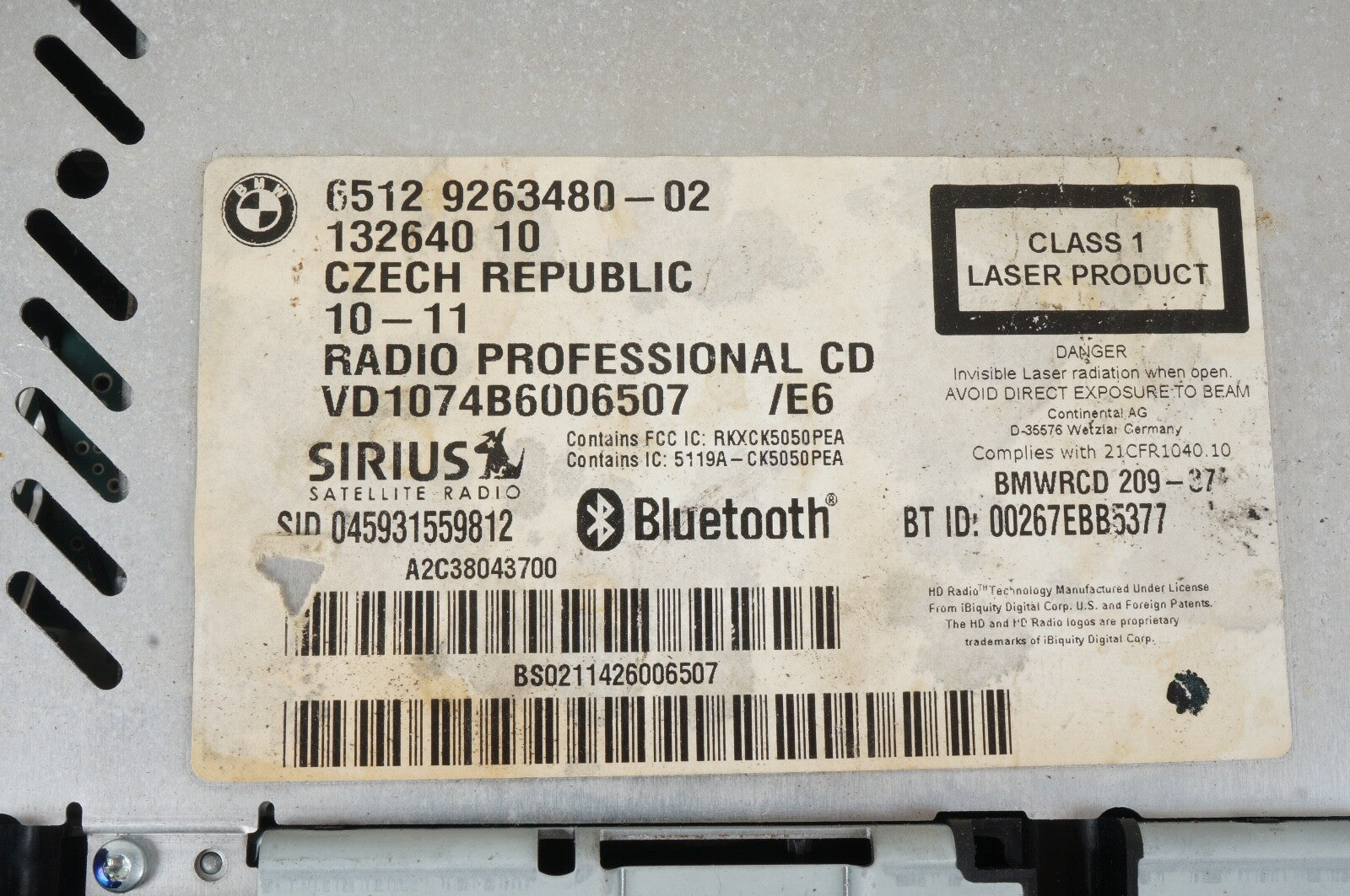 2008 - 2011 BMW 128i 135i 323i 328i 335i AM FM RADIO CD PLAYER 9263480 OEM 08-11