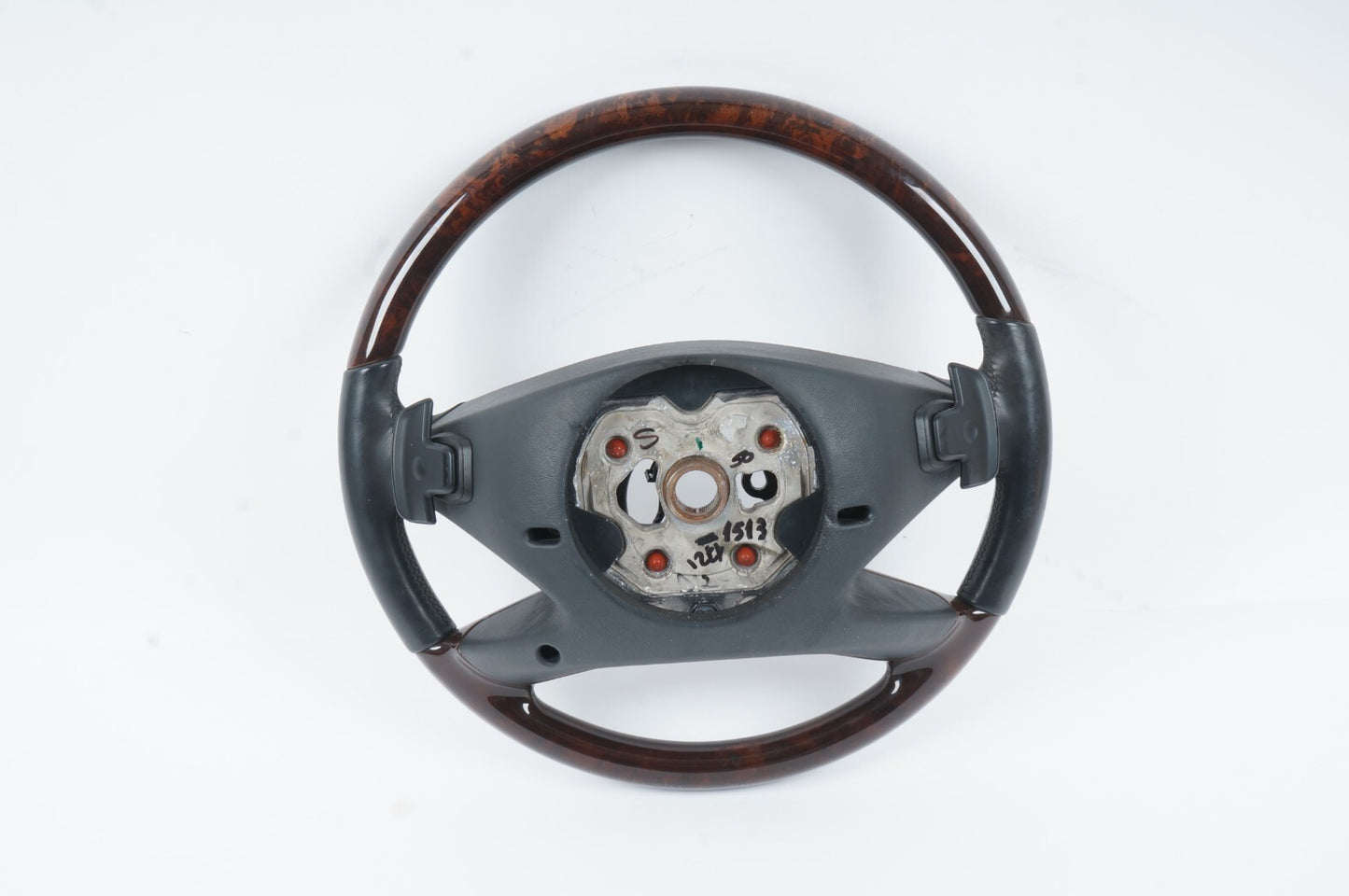 2010-2014 MERCEDES W221 S550 STEERING WHEEL WOOD TRIM BLACK W/ PADDLE OEM
