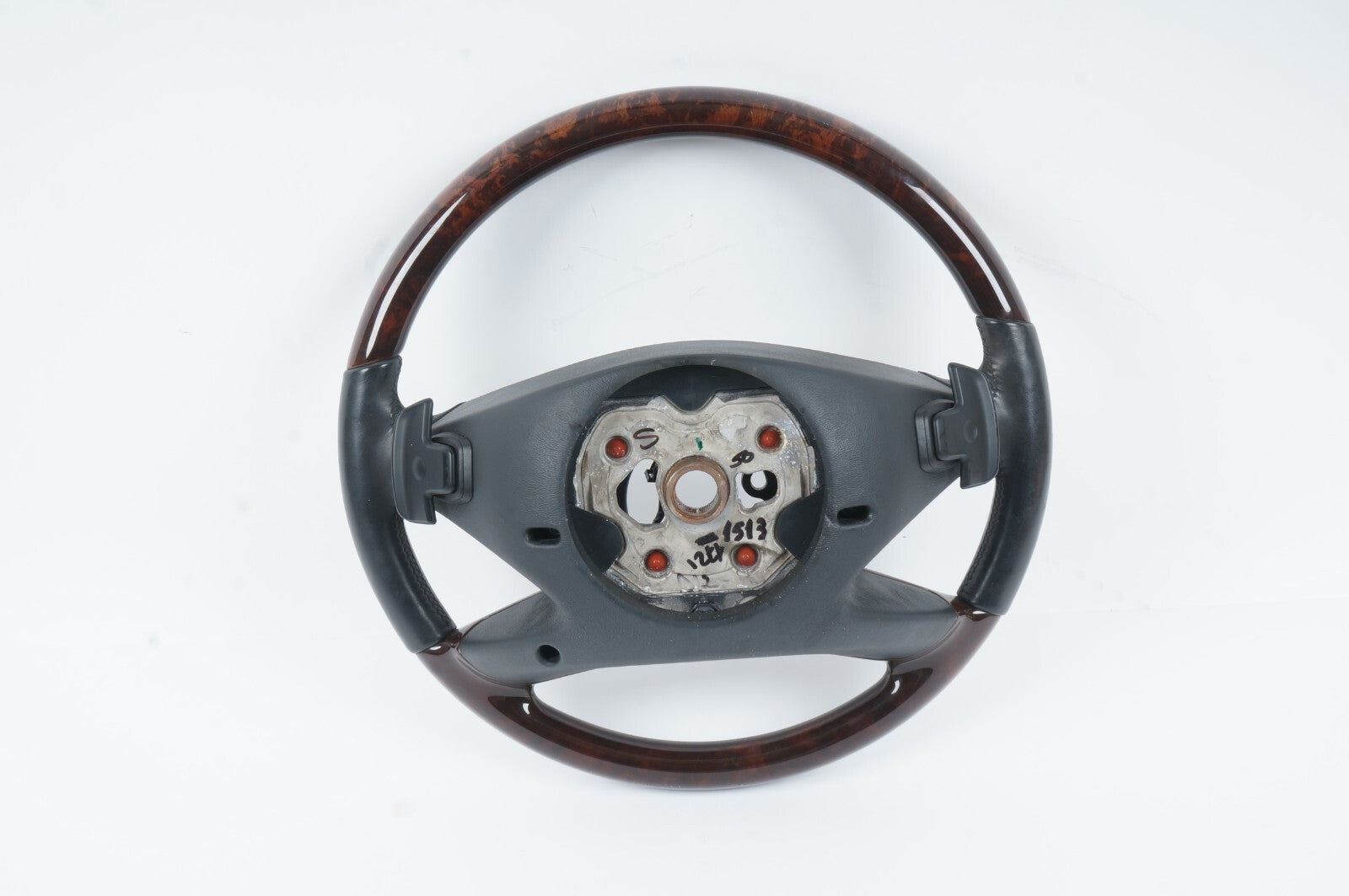 2010-2014 MERCEDES W221 S550 STEERING WHEEL WOOD TRIM BLACK W/ PADDLE OEM