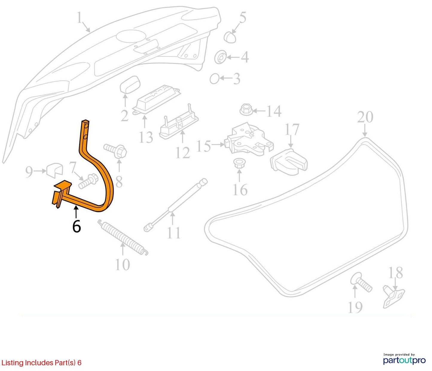 12-22 Volkswagen Passat Rear Right Side Trunk Lid Hinge Support 561827302B OEM