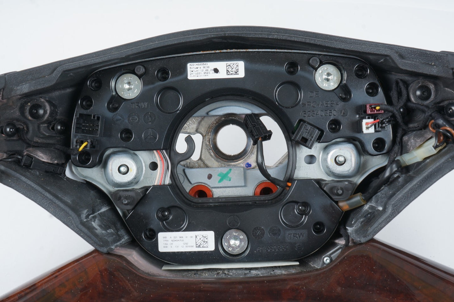 2010-2014 MERCEDES W221 S550 STEERING WHEEL WOOD TRIM BLACK W/ PADDLE OEM