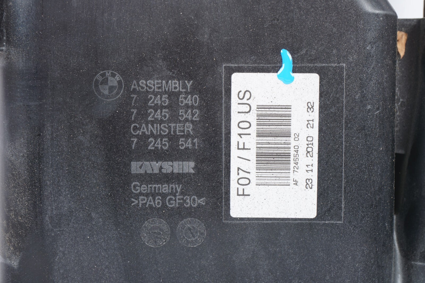 2011-2016 BMW 550i xDrive F10 Fuel Vapor Charcoal Canister 7245540 OEM