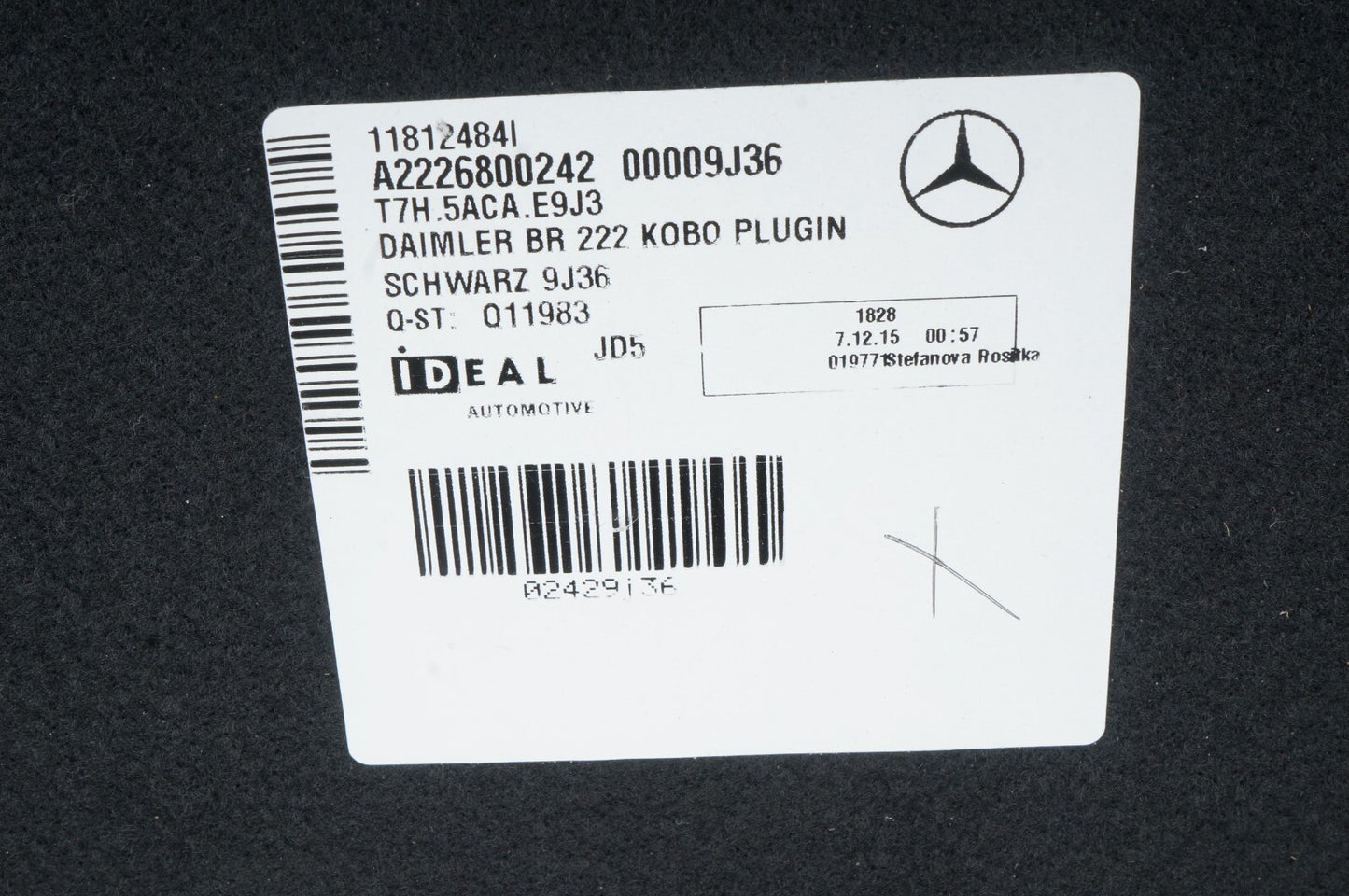 2014-2017 Mercedes W222 S500 TRUNK FLOOR COVER PANEL TRIM A2226800242 OEM