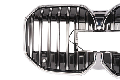For 2023 BMW 7 Series G70 Glossy Chrome LED Front Bumper Grill Grille Trim