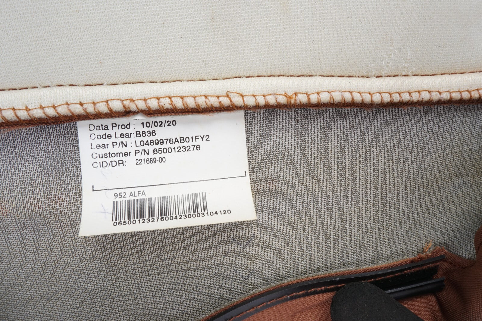 2017 - 2022 Alfa Romeo Giulia Front Left Lower Bottom Seat Cushion Cover OEM