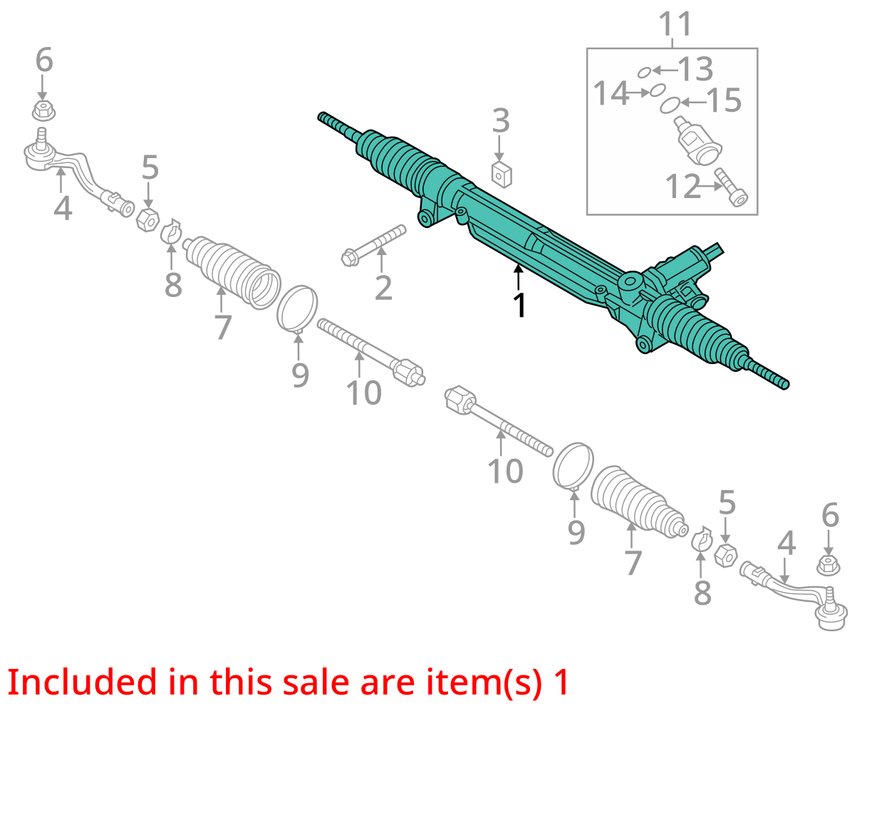 11 12 13 14 Audi A8 Steering Power Rack & Pinion Dynamic Steering ID# 4H1422065F