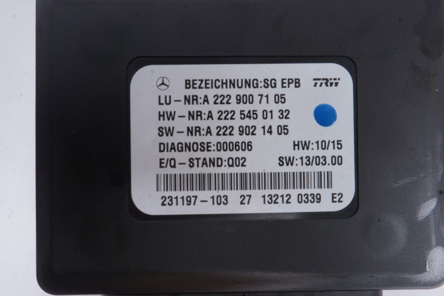 2014 - 2017 MERCEDES W222 S63 S600 S400 S550 PARKING BRAKE CONTROL MODULE