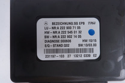 2014 - 2017 MERCEDES W222 S63 S600 S400 S550 PARKING BRAKE CONTROL MODULE