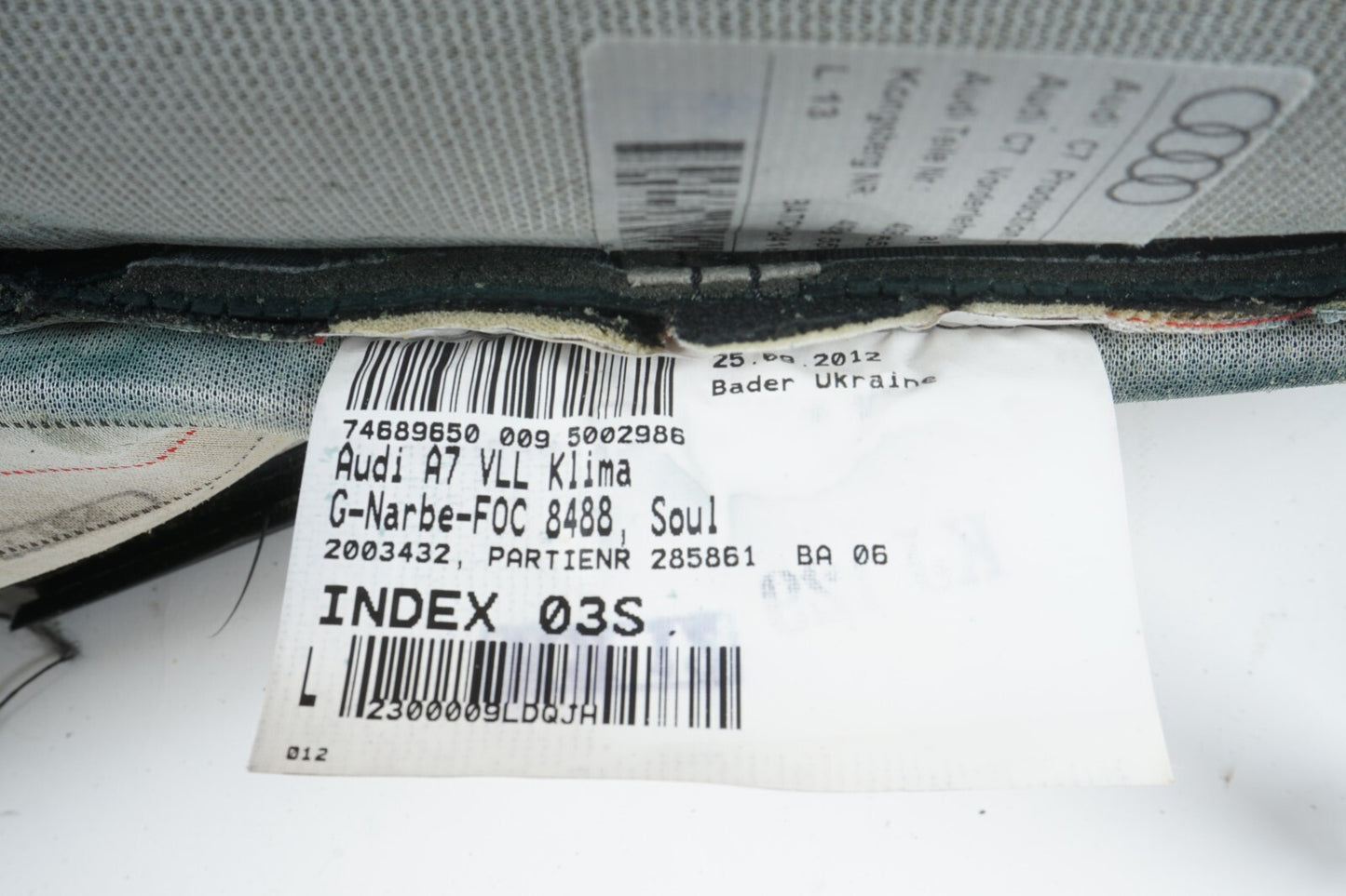 2012 - 2018 AUDI A7 FRONT LEFT DRIVER SEAT BACK BACKREST UPPER OEM