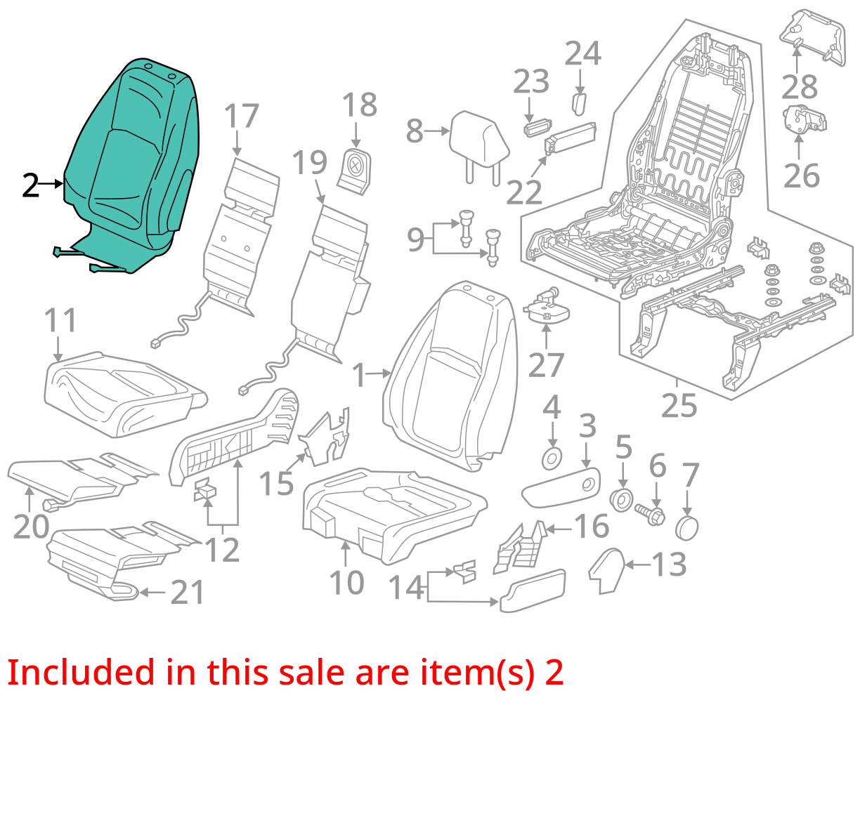 2018-2020 Honda Odyssey OEM Front Right Seat Upper Backrest Cushion DAMAGED