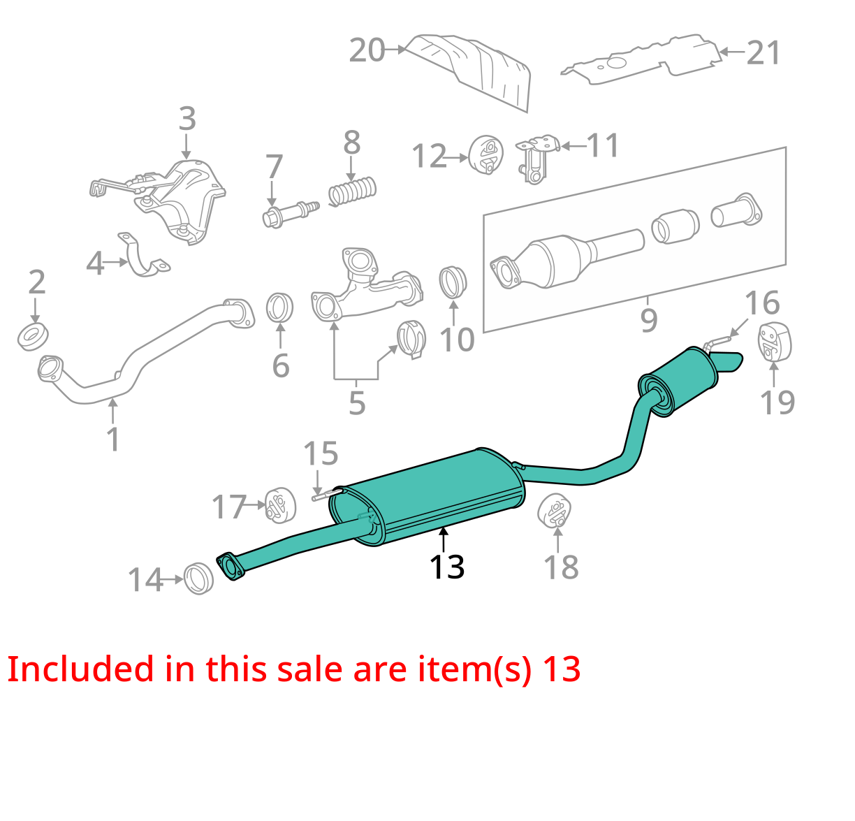 Fits 2014 2015 2016 TOYOTA HIGHLANDER 3.5L Exhaust Muffler Pipe Assy 174300P340