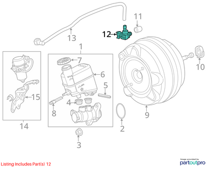 2015 - 2021 Jeep Renegade Power Brake Booster Hose Pipe & Sensor OEM