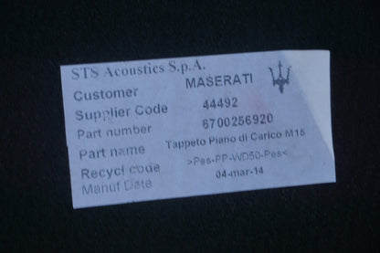 2014-2019 Maserati Ghibli Rear Trunk Floor Carpet Cargo Cover 6700256920  OEM