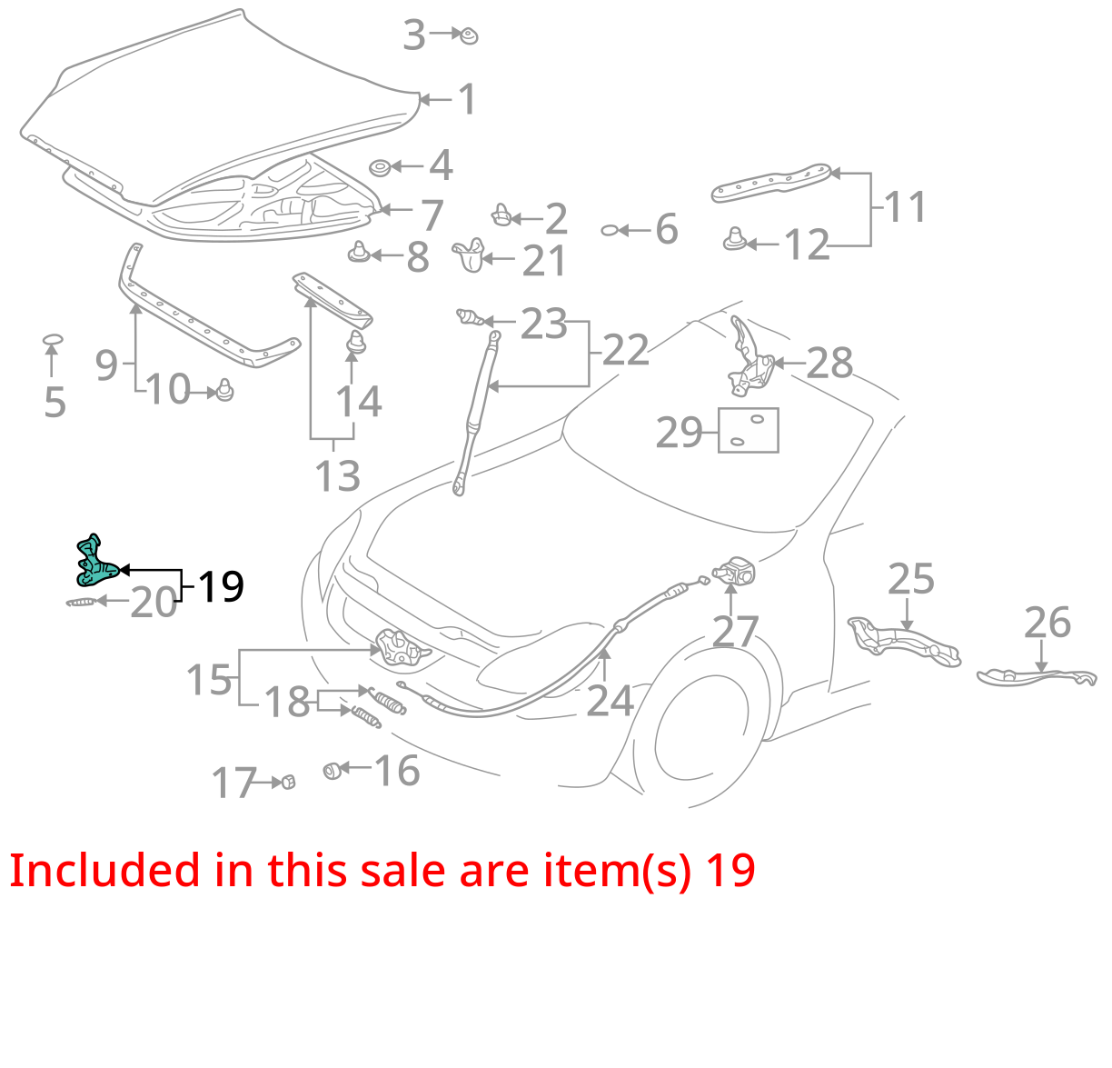 2002 - 2010 Lexus SC 430 Engine Bonnet Hood Lock Latch Safety Catch Hook OEM