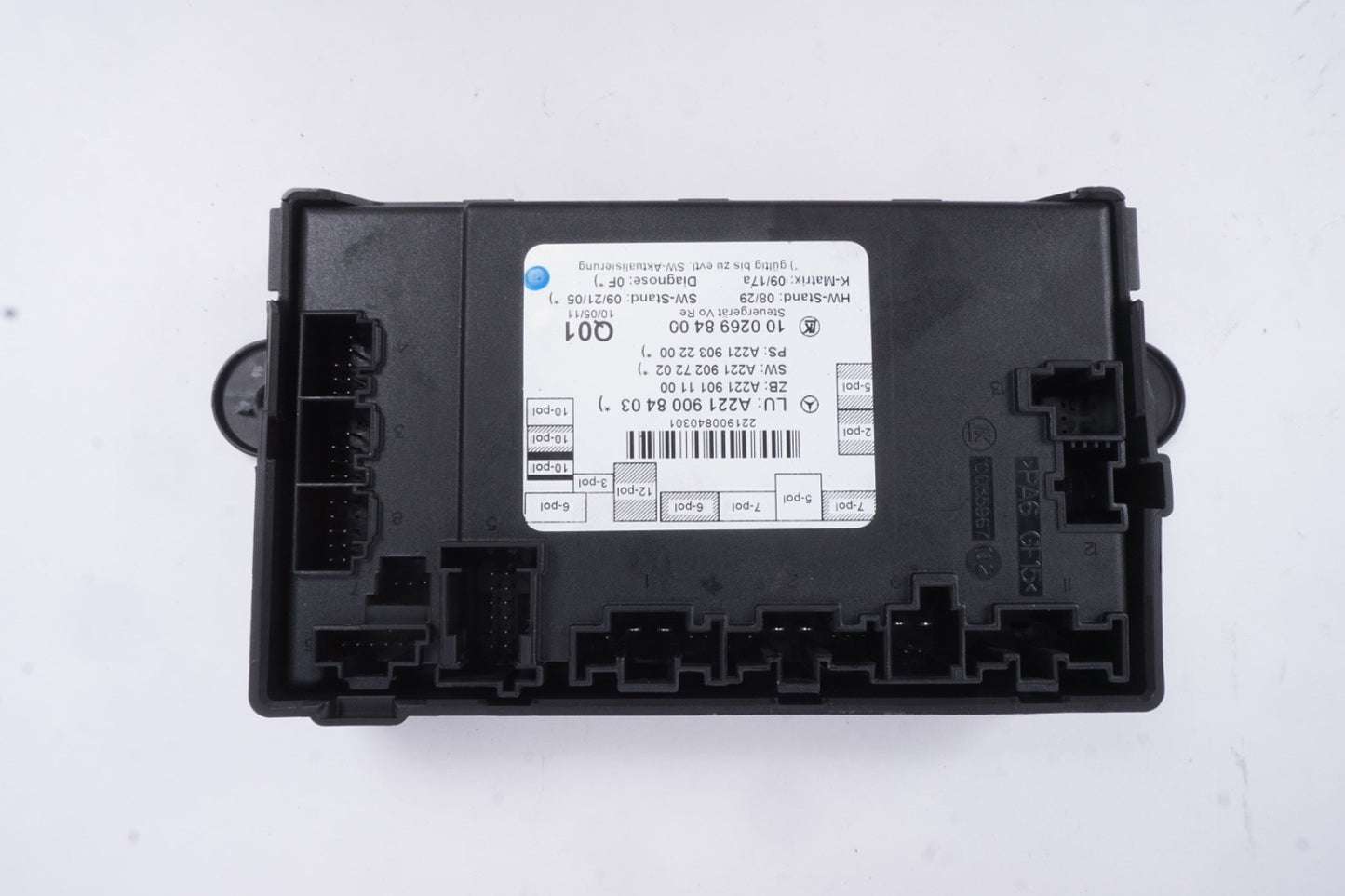 07-13 Mercedes S550 S400 W221 Rear Left Side Door Control Module A2219000004 OEM