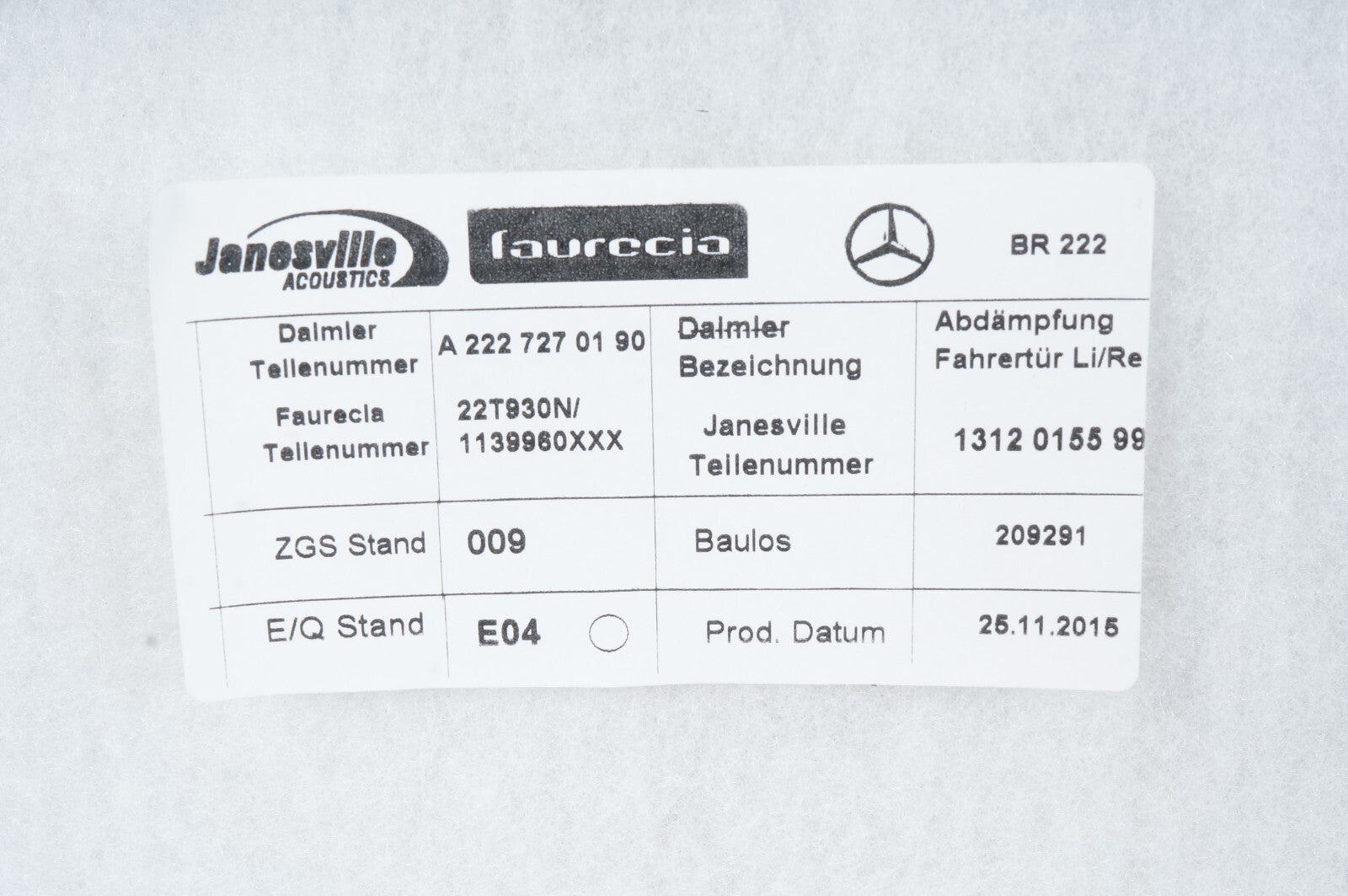 2015-2017 Mercedes W222 S500 S600 S65 AMG FRONT LEFT DRIVER DOOR PANEL TRIM  OEM