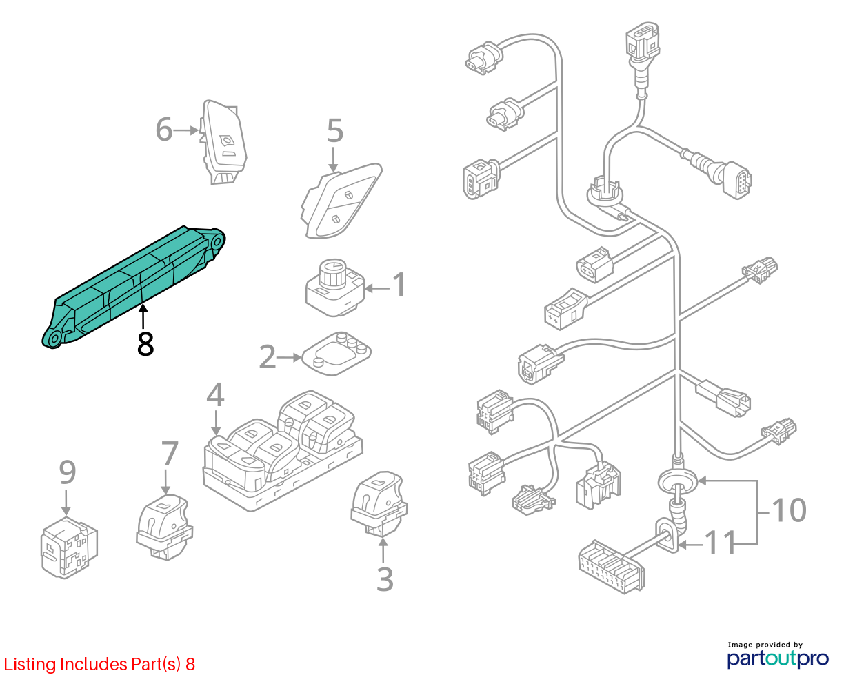 2011-2017 Audi D4 A8 A8L Rear Left Driver Side Seat Memory Control Switch  OEM