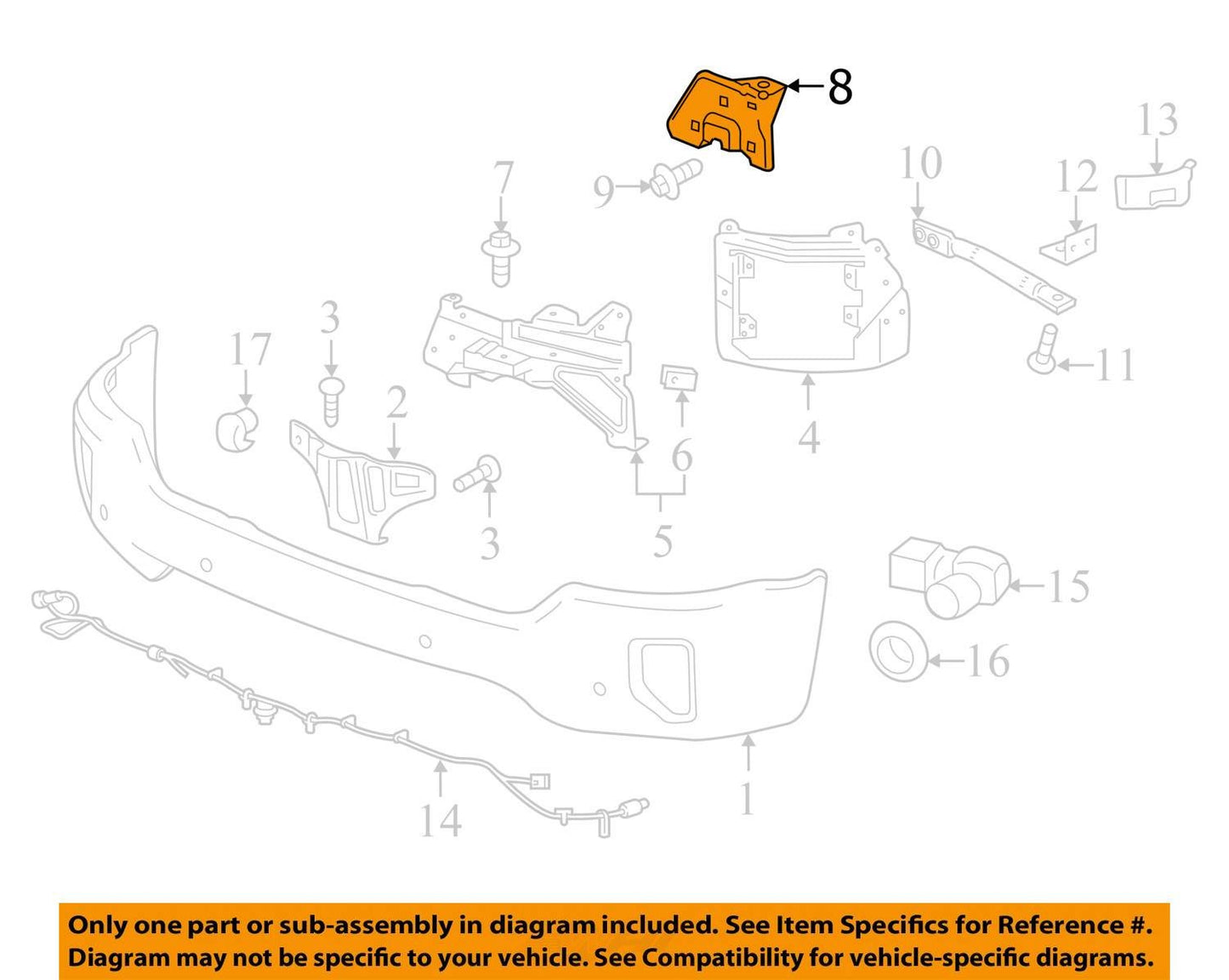 14 15 GMC SIERRA LEFT FRONT BUMPER IMPACT BAR BRACKET OEM 22757263