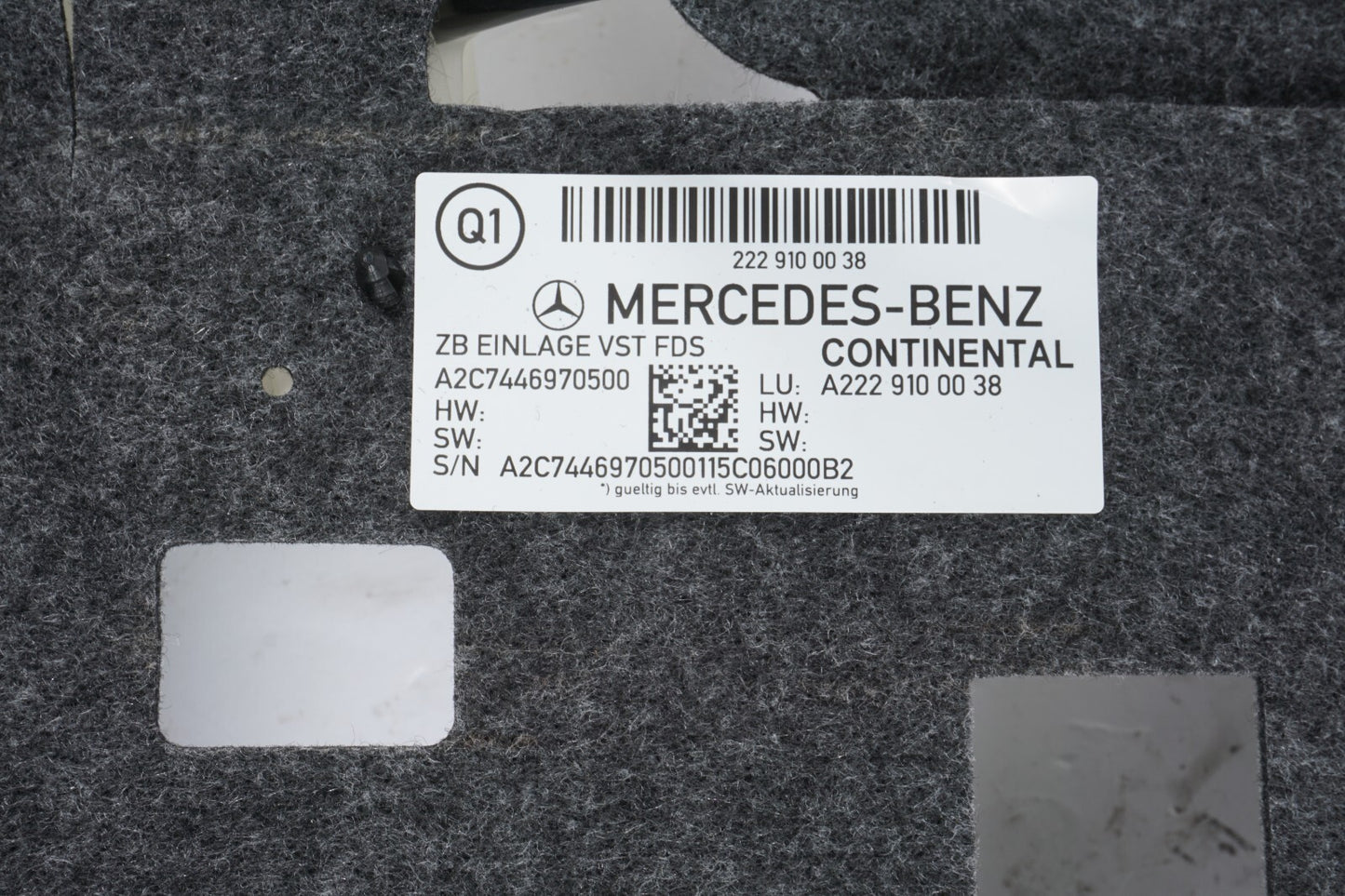 14 - 17 Mercedes S550 W222 Front Right Top Upper Seat Bladder Bolster OEM