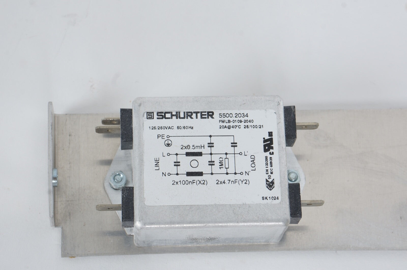 Schurter 5500.2034 55002034 Power Line Filter 125/250VAC 50/60Hz