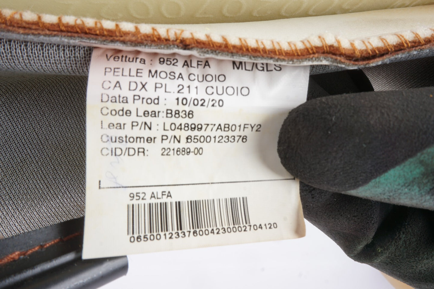 2017-2023 Alfa Romeo Giulia Front Right Seat Bottom	Cushion Brown OEM