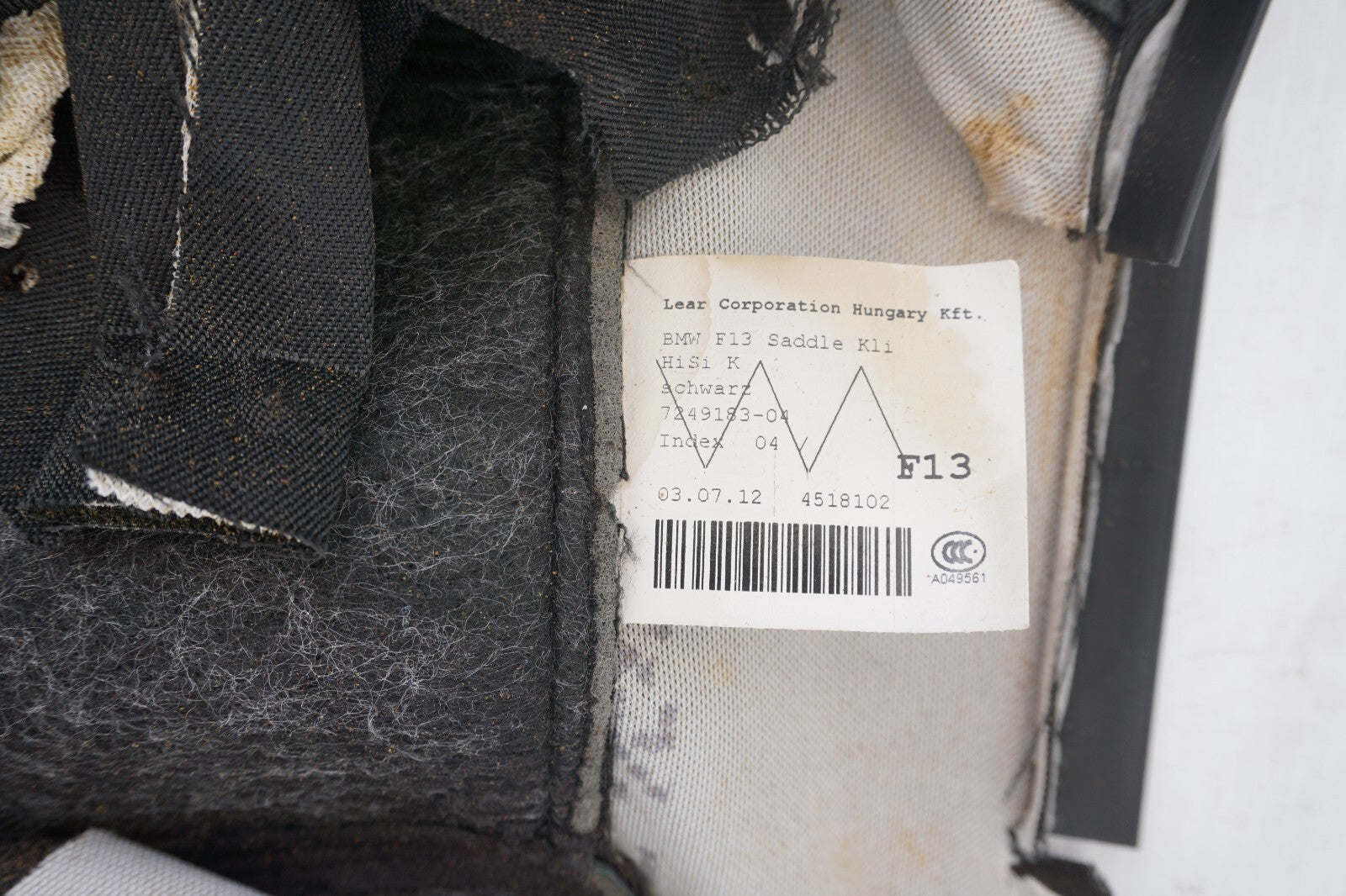 2012 - 2018 BMW 650i 640i F13 REAR SEAT CUSHION BOTTOM COVER LOWER OEM