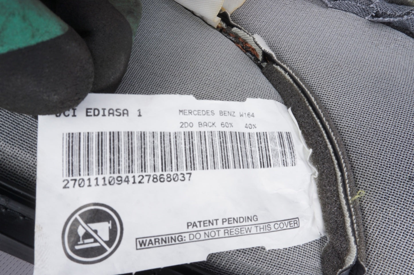 2006 - 11 Mercedes-Benz Black Rear Right Seat Backrest Cover 1649201247