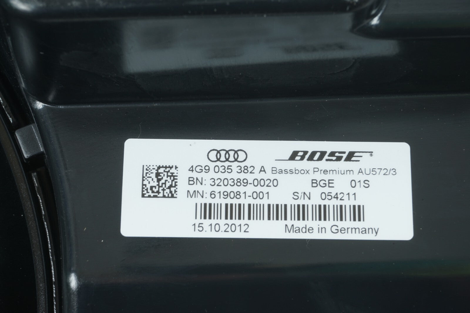 2012 - 2018 AUDI A7 REAR TRUNK BOSE AUDIO SOUND SUBWOOFER SPEAKER  OEM