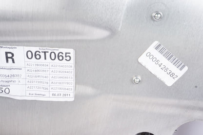 07-13 Mercedes W221 S550 Front Right Door Window Regulator Frame Plate Panel OEM