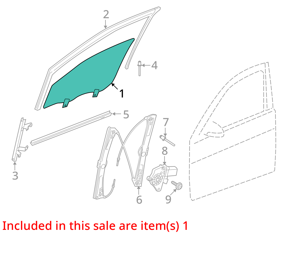 07-13 Mercedes S550 W221 Front Right Side Door Window Glass OEM