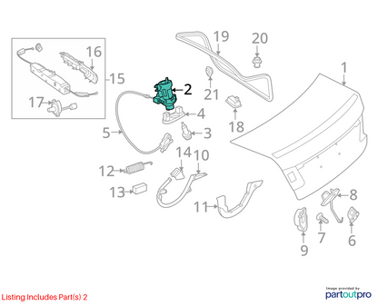 08-14 Mercedes-Benz C300 Trunk Lid Lock Cylinder Mechanisms A2047500261  OEM