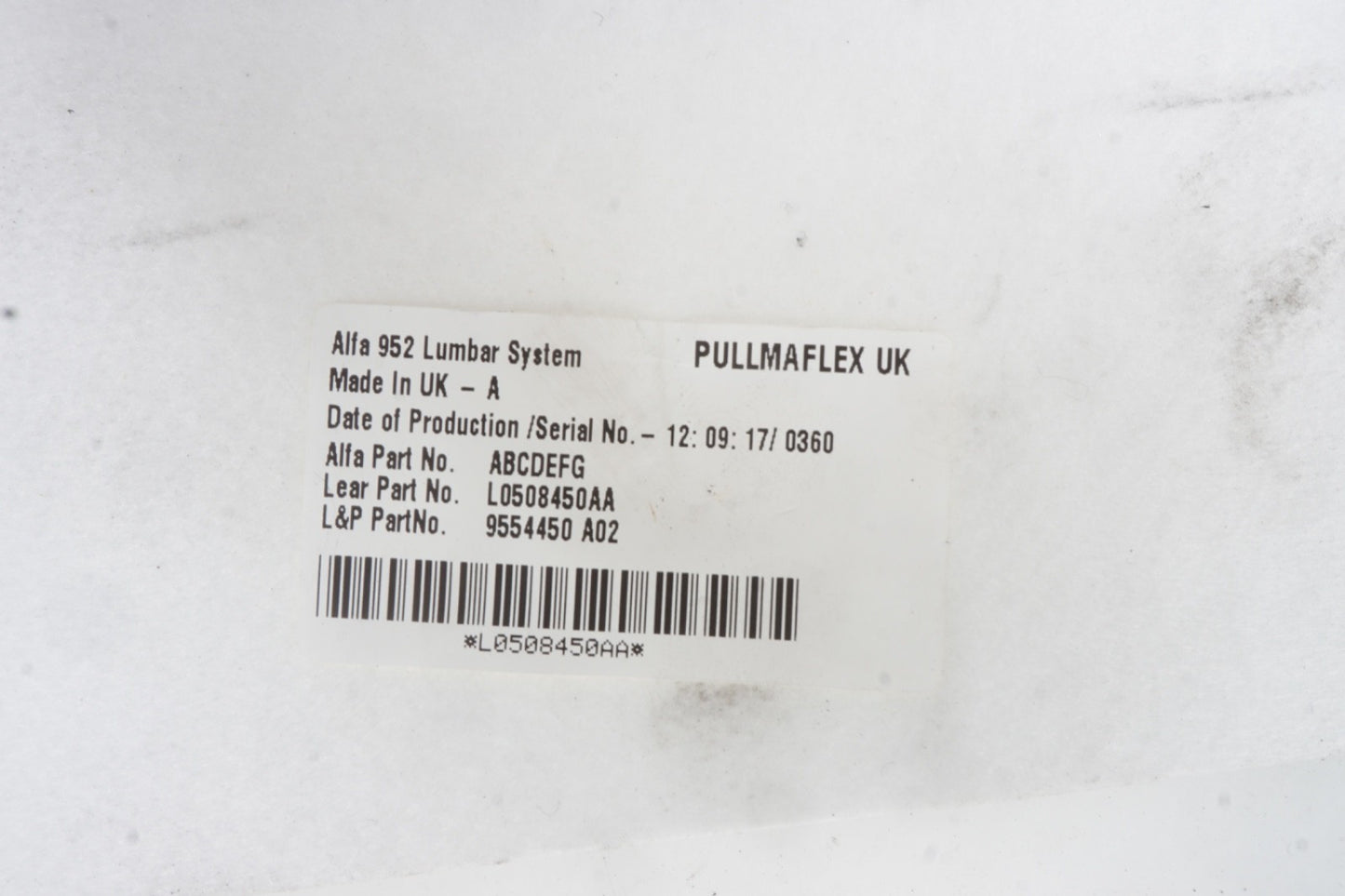 2017 - 2021 ALFA ROMEO GIULIA FRONT RIGHT SEAT LUMBAR SUPPORT & PAD OEM 8583403
